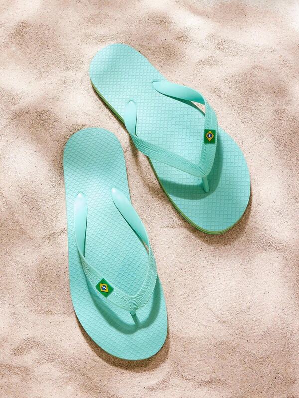 Chanclas planas con estampado de bloques de color CUCCOO, adecuadas para el hogar, la playa y el uso al aire libre