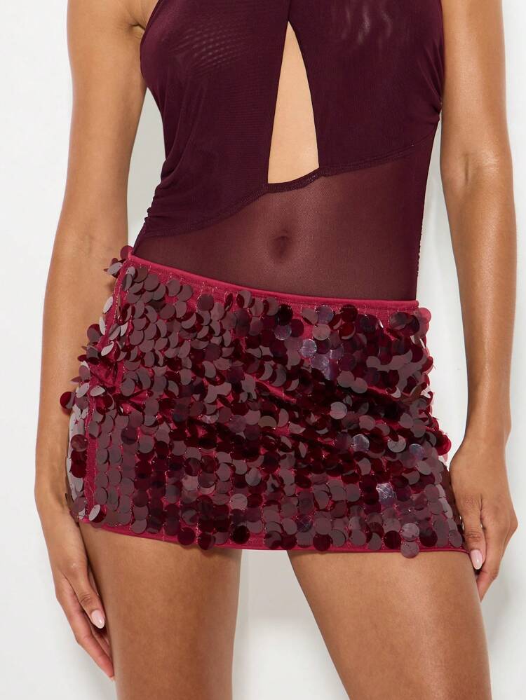 Sparkling Paillette Mini Skirt With Shimmering Disco Design