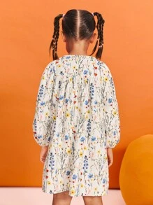 Leap Crew Leap Crew Young Girl Casual Round Neck Long Sleeve Ditsy Floral Dress Halloween - Multicolor - View 2