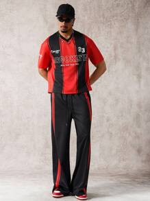 PAVTROS 男士休闲条纹印花T恤和裤子套装、男士球衣、男士运动服、男士棒球服、Y2K 男士球衣 - 彩色 - 查看 5