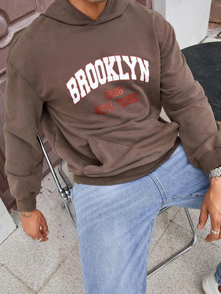 Manfinity Men's Casual Street Style Hooded Pullover Sweatshirt - Grey - View 1