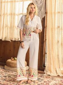 Lullawish Bohemian Bubble Crinkle Women Pajama Set - Multicolor - View 4