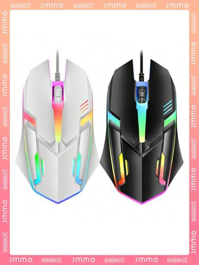 Wired 3 Keys Mouse Colorful Lighting Gaming And Office Compatible With Microsoft Windows And Apple IOS System