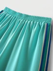 JNSQ 夏季新款男女童女童户外专业运动宽松短裤，儿童松紧腰侧拼接织带户外专业运动宽松短裤 - 藍色 - 查看 5