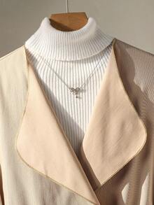 Chaqueta sin mangas de unicolor informal con cinturón para adolescentes