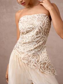 Lumalex 2件套深V领系带袖口长袖修身女式套装 - 白色 - 查看 9