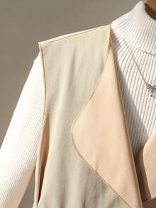 Chaqueta sin mangas de unicolor informal con cinturón para adolescentes