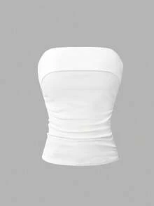 Girlism 少女黑白针织荷叶边修身吊带背心，休闲简约，甜美清凉 - 黑與白 - 查看 7