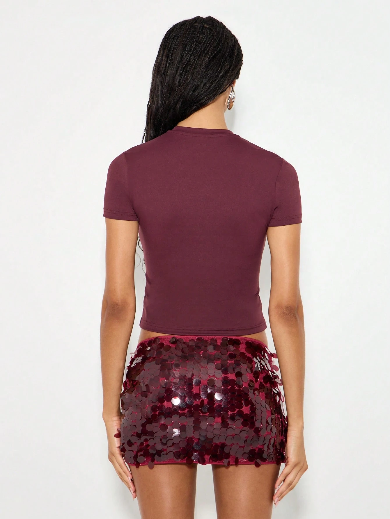 KIZN Fitted Burgundy Crop T-Shirt With Logo Print