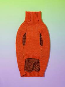 PETSIN 1pc Halloween Pumpkin Orange Cute Ghost Face Warm & Comfortable Dog Sweater - Multicolor - View 6
