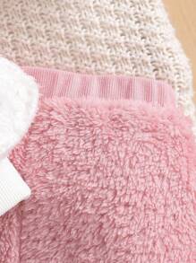 SHEIN 2 件套女婴羊毛衫 + 裤子套装，长袖套头衫上衣 T 恤配松紧腰长裤，圆领保暖厚实柔软舒适面料，可爱刺绣小猫动物休闲日常穿着冬季新款 - 彩色 - 查看 8