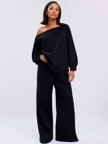 MUSERA Loose Fit Asymmetrical Neck Sweatshirt Long Sleeve Tops Relaxed Fit Back To School Autumn Winter Cosy Fall Christmas Cute Casual Everyday Capsule Wardrobe Y2K Streetwear