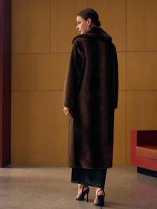 MOTF PREMIUM LAPEL BUTTON FRONT FAUX FUR COAT