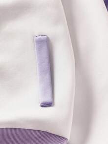 两件套少女秋冬保暖撞色连帽外套和运动裤套装，休闲百搭日常拉链套装 - 紫色 - 查看 8