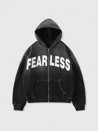 Street Life Sweat-shirt-shirt imprimé lavé pour hommes, style ample et court, automne