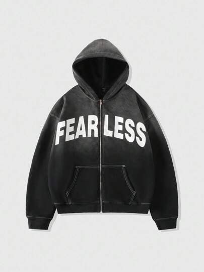 Street Life Sudadera estampada lavada para hombre, estilo holgado y corto, otoño