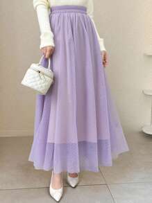 FRIFUL Women's Solid Color Skirt For Summer - Mauve Purple - View 4