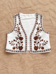 Soleia Women's Spring/Summer Open Front Embroidered Casual Top Jacket Women Top Embroidered Top Boho Top, Party - Multicolor - View 3