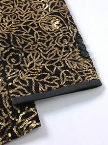 Manfinity Bizformal Men's Business/Commute Sequin Embroidery Suit Jacket - Gold - View 4