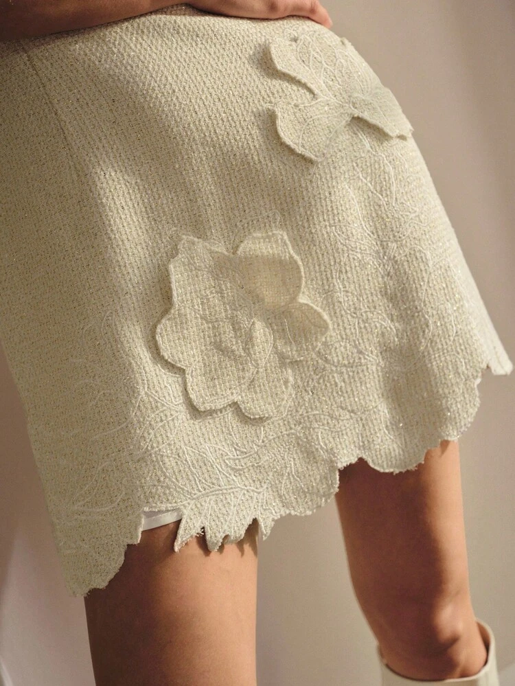 FLORAL EMBROIDERY STEREO FLOWER SLEEVELESS DRESS