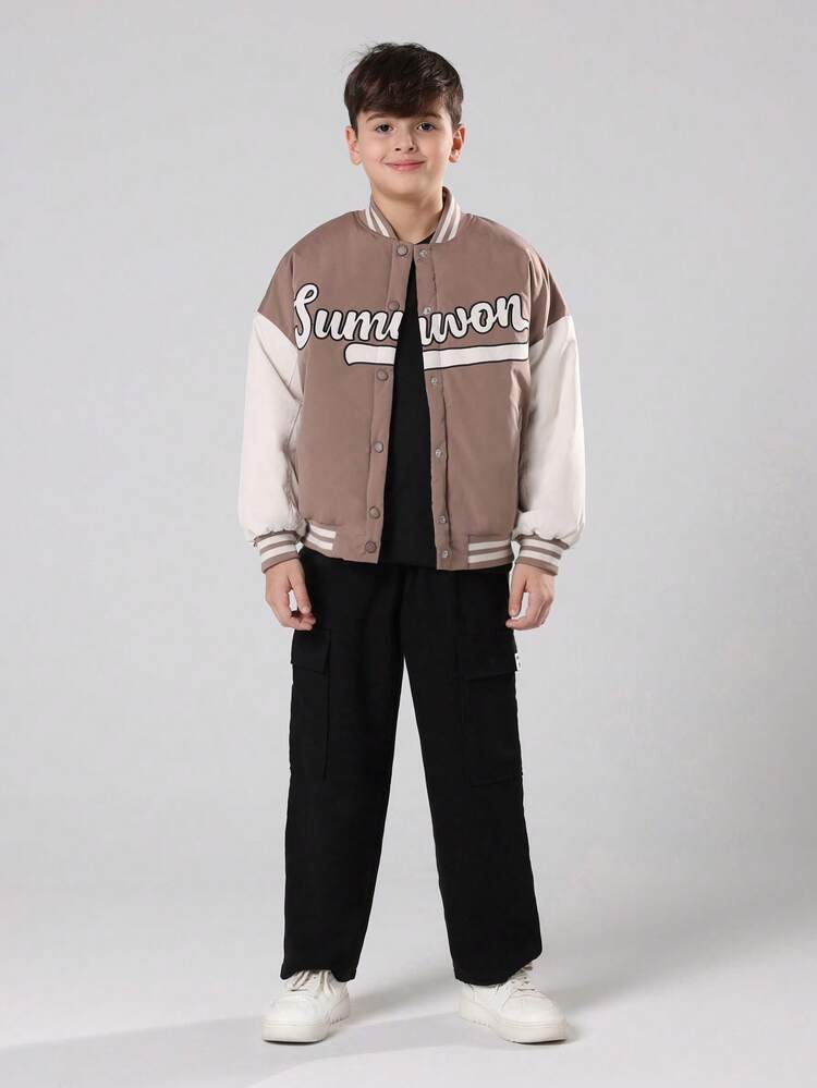 Veste de baseball style bomber universitaire avec logo script