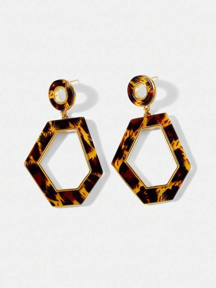 LEOPARD PRINT ACRYLIC DANGLE EARRINGS