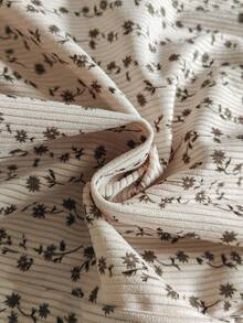 Vintaside Kids Mädchen Khaki gestricktes Jacquard Patchwork Cord Blumen Vintage Landhaus Stil Kleid