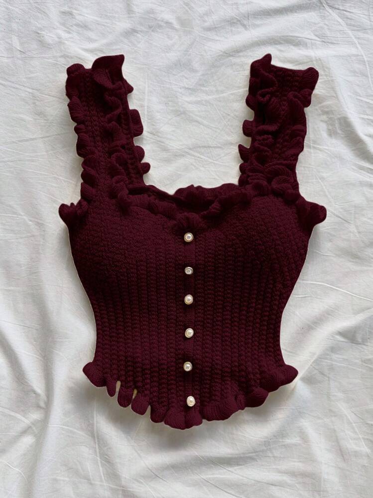 Soleia ملابس علوية كاجوال رومانسية للنساء من الأحسن المناسبة للعطلات - احمر خشبي - مشاهدة 4