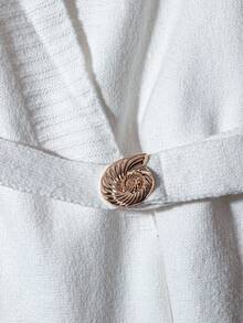 SHEIN LUNE Women's Casual Solid Color Belted Sweater - White - View 3