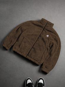 PAVTROS Manfinity Streetrush 男式月亮刺绣拉链羊毛夹克，秋冬