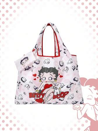Betty Boop | ROMWE Bolso de compras plegable de gran capacidad con monedero, con un diseño de patrón lindo de