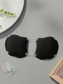 SHEIN 1 miếng dán ngực màu trơn có khóa cài phía trước, thích hợp để đeo hàng ngày - màu đen - Xem 3