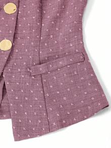 Ellevyn 女士优雅新款时尚法式无袖背心，配有大号金属纽扣，适合通勤、休闲穿着和各种场合 - 紫色 - 查看 4