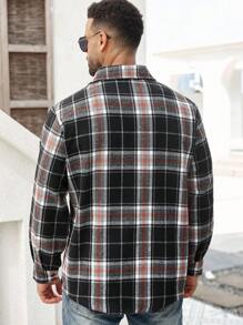 Manfinity Homme Veste casual en mélange de laine à manches longues, simple boutonnage, à carreaux, grande taille, pour hommes - Multicolore - Voir 2