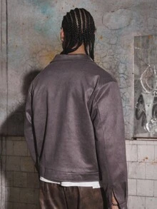 PAVTROS جاكيت رجالية قصيرة من Manfinity Streetrush بياقة منحرفة وإبزيم معدني على شكل سيف، جاكيت شارع رجالية، جاكيت قصيرة رجالية، جاكيت شارع رجالية Y2k، جاكيت قصيرة رجالية، جاكيت شارع، سترات للرجال، خريف