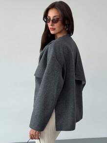 Aloruh 女士时尚围巾外套，秋冬季 - 灰色 - 查看 2