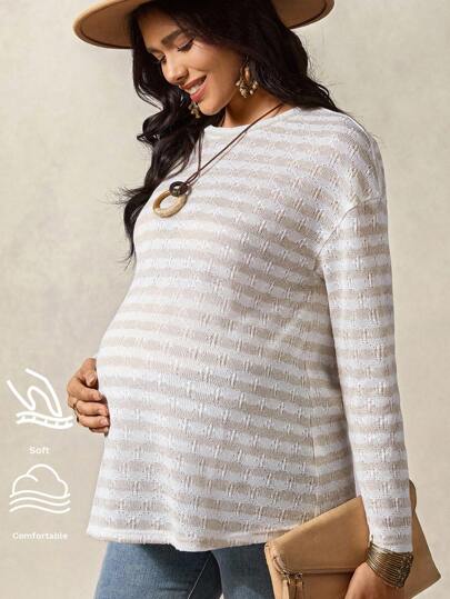 Boho Mama 休闲宽松舒适日常孕妇长袖T恤，秋季女装