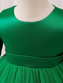 Glamorique Kids 女婴蝴蝶结装饰派对连衣裙，适合婚礼、派对、新年、春秋冬 - 綠色 - 查看 7