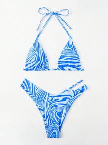 SHEIN Swim Summer Beach Fluid Halter Triangle Bikini