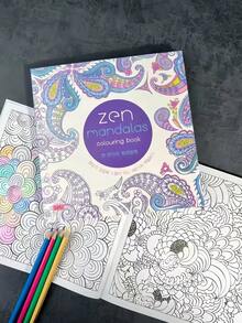 SHEIN 1 Sách tô màu Mandala tiếng Anh 128 trang cỡ lớn dành cho người lớn, liệu pháp nghệ thuật kèm sách mini 24 trang, bộ quà tặng giảm căng thẳng cho nam nữ, Giáng sinh, Halloween, sinh nhật, ngày lễ - Nhiều màu - Xem 1