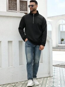 ResortEase Hommes grande taille Mode de Rue, Pull en Tricot Style Ins, Pull à Col Montant Tricoté Vêtements de Sport, Sweat-shirt-shirt Regular Fit Plein de Style de Rue Moderne, Technologique, de Luxe, Convient pour les Sorties de Rue, la Mode, les Occasions Décontractées, les Fêtes, les Sports de Plein Air, les Assortiments Quotidiens, les Cadeaux de Vacances, Unisexe, Sweat-shirt-shirt à Demi-Zip, Pull Homme, Top Homme, Automne, Top à Manches Longues