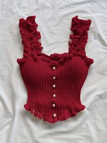 Soleia 女士浪漫休閒針織上衣 (適用於度假) - 紅色 - 查看 4