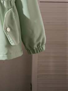 Sparklyn Tween Girl 薄荷绿色连帽白色保暖内衬腰部褶皱 2 口袋加厚外套 - 薄荷綠 - 查看 5