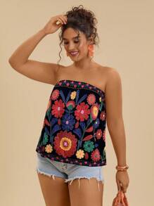 Travachic Plus Size Women Casual Strapless Top, Suitable For Summer Holiday