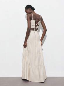 Maija Vacation Casual Hollow Out Embroidery Halter Dress, For St. Patrick's Day, Spring Break, Easter, Music Festivals,Vacation Outfits