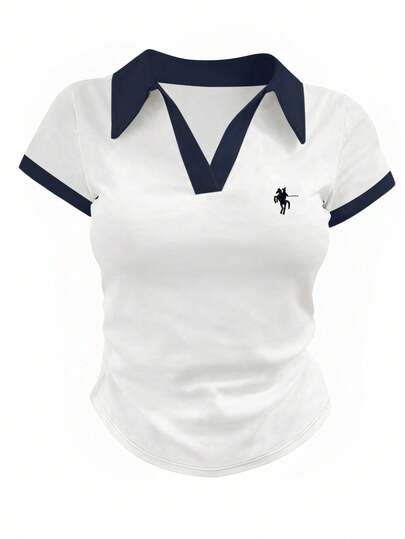 INAWLY Plus Size Women's Casual Colorblock Short Sleeve T-Shirt, Summer