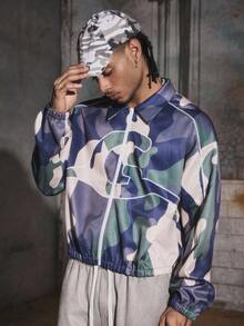 PAVTROS 休闲时尚百搭拉链长袖印花夹克男士迷彩夹克男士迷彩印花夹克街头风格夹克抽象印花夹克男士拉链夹克 - 彩色 - 查看 5
