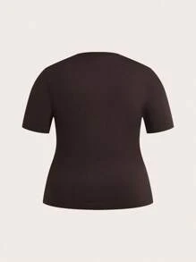 SHEIN Velisys Plus Size Seamless Women's Slim-Fit 3 PiecesSports Short Sleeve Set Gym Shirts - Multicolor - View 3