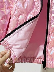 SHEIN Baby Girl Fashionable & Versatile Heart Hooded Jacket, Winter Fall - Pink - View 6