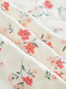 lacRébo Vintage Style Floral Print Quilted Sleeveless Button Front Waistcoat Going Out Top Spring Summer Top - White - View 9